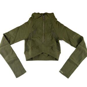 Joja Exhale Quarter Zip Cropped Jacket Women's Size XS Olive Green Athletic